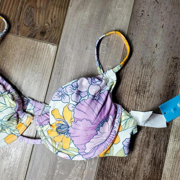 NWT Cupshe Bikini Top Underwire & Push Up Purple Orange Floral Size Large - Picture 10 of 15
